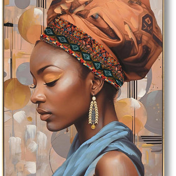 Hand Painted Framed Textured Canvas - Woman Of Orange - Orange