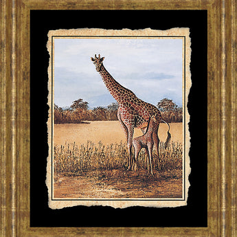 Giraffe - Framed Print Wall Art - Beige