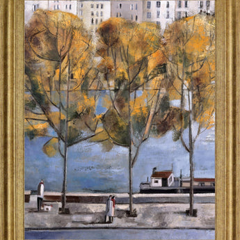 Golden River Promenade - 28" x 34" Framed Wall Art - Light Brown