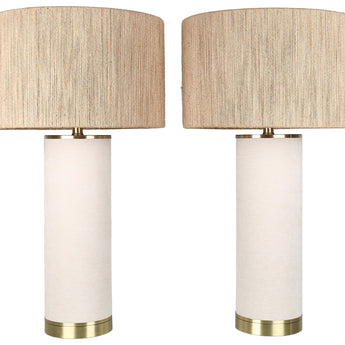 Linen Haven - 31 X 17 - Textured Linen Table Lamp (Set of 2) - Ivory Textured Linen