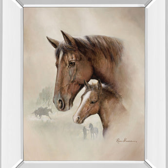 Race Horse I By Ruane Manning - Mirror Framed Print Wall Art - Dark Brown