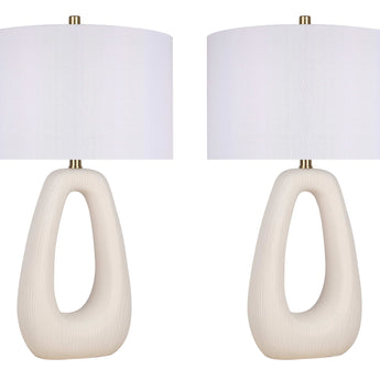 "Serenity Loop" Ceramic Table Lamp (Set of 2) - Textured White
