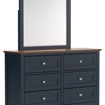 Landocken - Dresser and Mirror - Brown / Blue