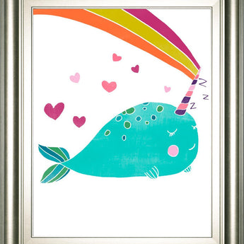 22x26 Happy Narwals III By June Erica Vess - Light Blue
