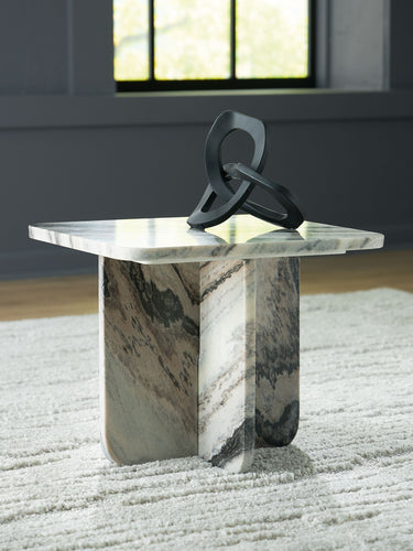 Baretton - 15" Accent Cocktail Table - Black / White / Taupe