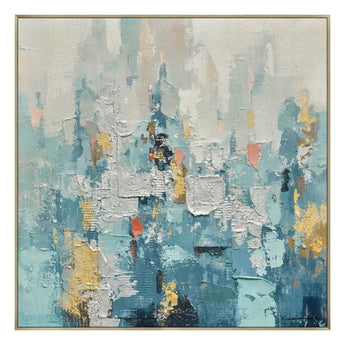 Icy Skyline Dream - 35" x 35" Framed Wall Art - Beige