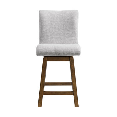 Carmela - Swivel Counter Chair (Set of 2) - Brown / Light Gray Linen