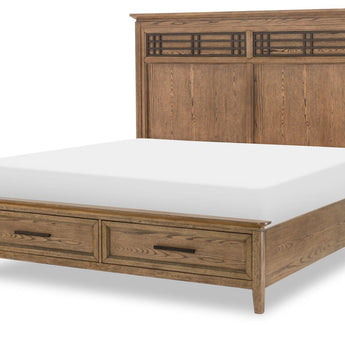 Beacon Hill - Queen Complete Panel Bed With Storage Footboard - Dusted Barley