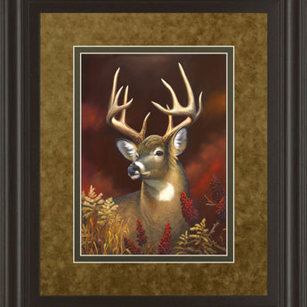 Deer Portrait By Leo Stans Double Matted - Framed Print Wall Art - Light Brown