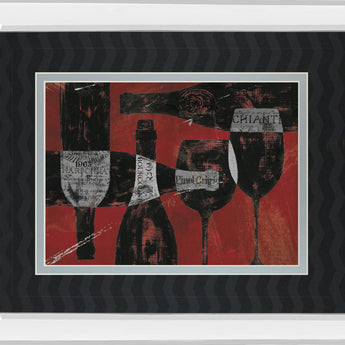 Wine Selection IIl By Daphane Brissonet - Mirror Framed Print Wall Art - Red
