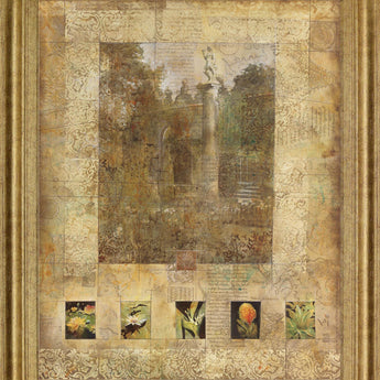 Golden Garden Relics - 28" x 34" Framed Wall Art - Gold