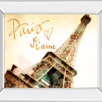 Paris, J'taime By Emily Navas - Mirror Framed Print Wall Art - Beige