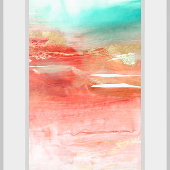 Earth Neon I By Pi Studio - Mirrored Frame 42 x 18 Wall Art - Red