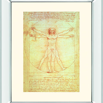 Vituvian Man By Leonardo Da Vinci - Mirror Framed Print Wall Art - Beige