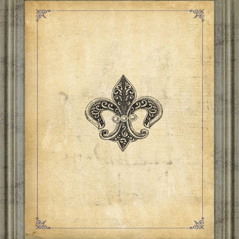 Ornate Crest - 28" x 34" Framed Wall Art - Beige
