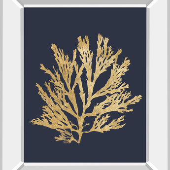 Pacific Sea Mosses I Indigo By Wild Apple Portfolio - Mirror Framed Print Wall Art - Black