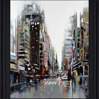 Rainy Avenue - 28" x 34" Framed Wall Art - Dark Gray