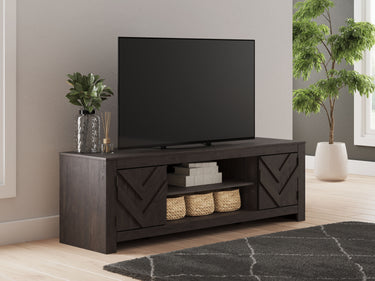 Cayboni - LG TV Stand With Fireplace Option - Black