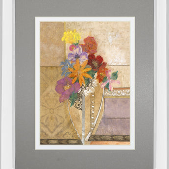 Pansy By Hollack - Mirror Framed Print Wall Art - Beige