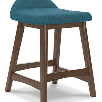 Lyncott - Upholstered Barstool (Set of 2) - Blue / Brown