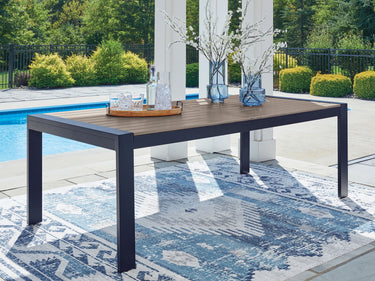 East Beach - Mesa de comedor rectangular con opción de sombrilla - Azul