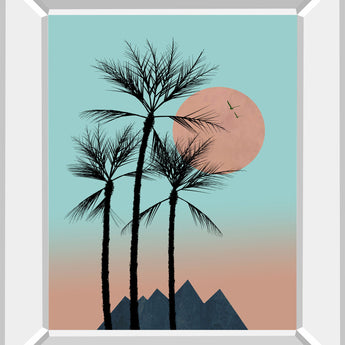 Passion In The Tropics II By Hal Halli - Mirror Framed Print Wall Art - Light Blue