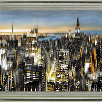 Electric Skyline - 28" x 34" Framed Wall Art - Dark Gray