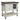 Isla de cocina Stone con 2 cajones y 1 puerta de cristal - Marfil antiguo/Gris desgastado