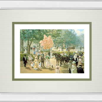 Balloon Seller By Alan Maley - Mirror Framed Print Wall Art - Green