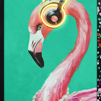 Groovy Flamingo Glow - 21" x 29" Framed Wall Art - Pink