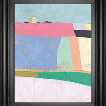 Live Colorfully-Patchwork By Joelle Wehkamp - Framed Print Wall Art - Light Blue
