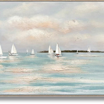 Harbor Drift - 28" x 55" Framed Wall Art - Light Blue