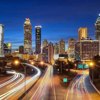 Tempered Glass With Foil - Atlanta At Night - Blue