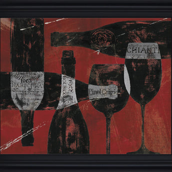 Rustic Wine Toast - 28" x 34" Framed Wall Art - Dark Red