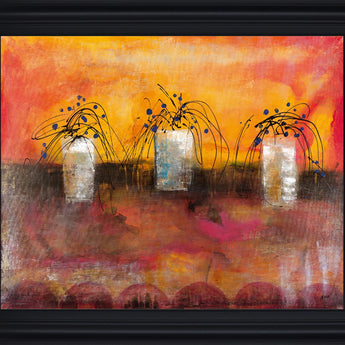 Sunlit Trio - 28" x 34" Framed Wall Art - Orange