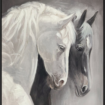 "Equine Serenity" Hand-Embellished Canvas In Frame - Gray / White / Black