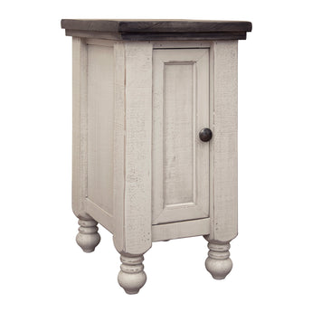 Stone Chairside Table With 1 Door Antiqued Ivory / Weathered Gray - Chair Side Tables at Quality Home Furniture Mesquite