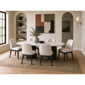 Sylvie - 7 Piece Standard Height Dining Set (Oval Table And Six Chairs) - Black With Grain