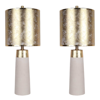 "Luxe Radiance" Ceramic Table Lamp (Set of 2) - Off White / Gold