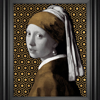 Gilded Earring (After Jan Vermeer) By Eccentric Accents - Framed Print Wall Art - Yellow