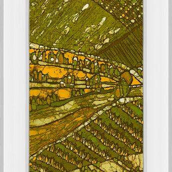 Vineyard Batik I By Andrea Davis - Mirror Framed Print Wall Art - Green