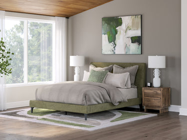 Chirason - Queen Upholstered Bed With Roll Slats - Sage Green