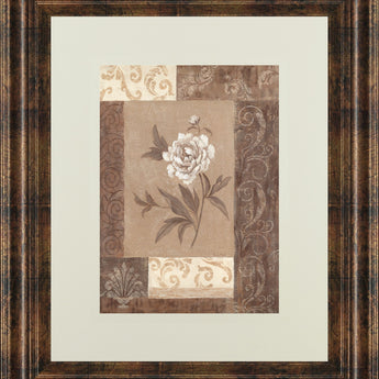 Single Peony By Vivian Flasch - Framed Print Wall Art - Light Brown