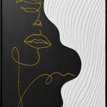 Contour Muse II Hand-Painted Canvas In Frame - Black / White