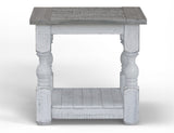Stone End Table Antiqued Ivory / Weathered Gray - detail