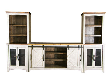 Pueblo TV Stand / Console / Wall Unit Antiqued White / Brown - alternate view