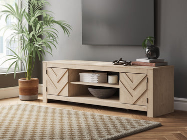 Cayboni - LG TV Stand With Fireplace Option - Tan