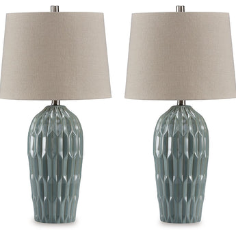 Hadbury - Ceramic Table Lamp (Set of 2) - Pale Blue / Teal