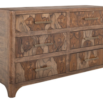 Praga - 6-Drawer Dresser - Almond / Barrel Brown