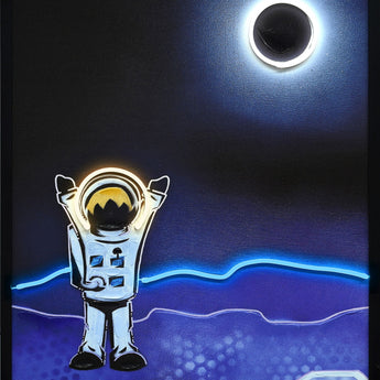Shoot For The Stars By Joy Hernandez Hand-Embellished LED Canvas In Frame - Black / Blue